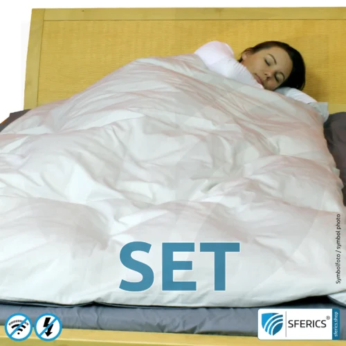 Shielding bed linen | mobile radiation protection against WIFI, cell phone, LTE, 5G, ... with efficiency over 99.99% (42 dB) | LF groundable