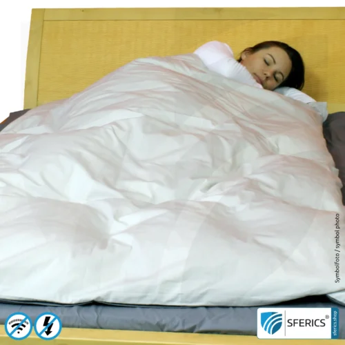 Shielding bed linen | mobile radiation protection against WIFI, cell phone, LTE, 5G, ... with efficiency over 99.99% (42 dB) | LF groundable