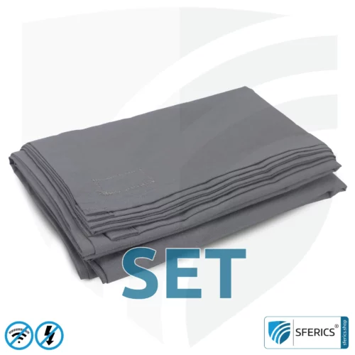 Shielding blanket in a set | mobile radiation protection against WIFI, cell phone, LTE, 5G, ... with efficiency over 99,99% (42 dB) | LF groundable