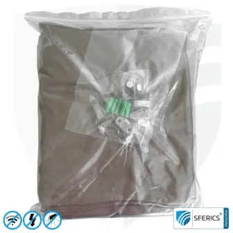 Shielding canopy electrosmog BUDGET | SINGLE BED, box shape | Shielding EMF over 99,99% (44 dB) | Groundable LF | Made in China 9 Shielding canopy electrosmog BUDGET | SINGLE BED | box shape | shielding RF over 99.99% (44 dB) | groundable | made in china
