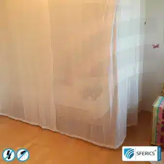 Shielding canopy electrosmog EMF | SINGLE BED | Shielding effectiveness HF up to 99,99% (40 dB) | SFERICS® invest4life program | High reduction of RF radiation, WIFI, etc. 12 Shielding canopy electrosmog RF | SINGLE BED | Shielding radio up to 99.99 % (40 dB). Effective against mobile phone radiation, WIFI, etc.