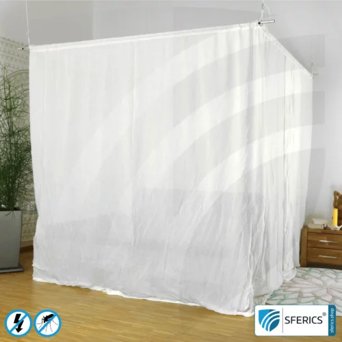 Shielding canopy electrosmog EMF | DOUBLE BED or GRAND KING SIZE | Shielding effectiveness HF up to 99,99% (40 dB) | SFERICS® invest4life program | High reduction of RF radiation, WIFI, etc.
