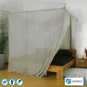 Individual extension of the canopy electrosmog ULTRA + PRO | activation of the grounding LF of the canopy | all-round shielding electrosmog HF 12 Shielding canopy Electrosmog PRO | DOUBLE BED resp. GRAND KING SIZE | Shielding RF radiation ober 99.99% (48 dB). Groundable. Effective against 5G!