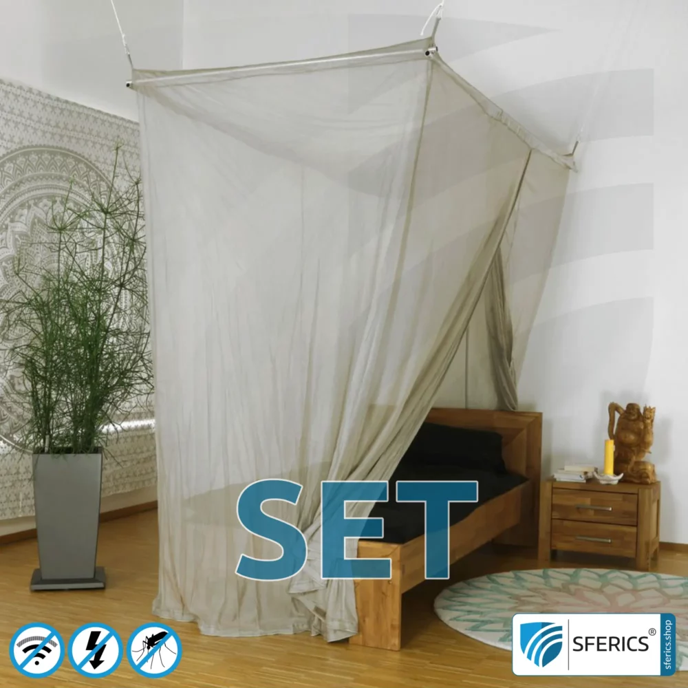 Shielding canopy Electrosmog PRO in a set | SINGLE BED | Shielding RF radiation over 99.99% (48 dB). Groundable. Effective against 5G!