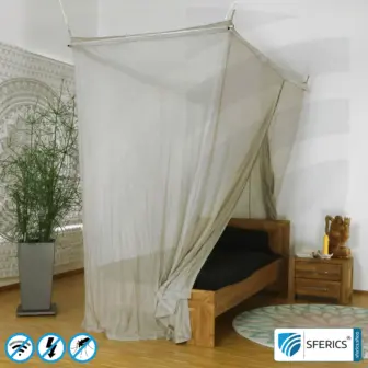 Individual extension of the canopy electrosmog ULTRA + PRO | activation of the grounding LF of the canopy | all-round shielding electrosmog HF 13 Shielding canopy Electrosmog PRO | SINGLE BED | Shielding RF radiation over 99.99% (48 dB). Groundable. Effective against 5G!