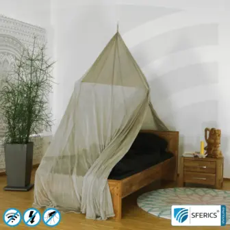 Individual extension of the canopy electrosmog ULTRA + PRO | activation of the grounding LF of the canopy | all-round shielding electrosmog HF 14 Shielding canopy Electrosmog PRO | SINGLE BED PYRAMID | Shielding RF radiation over 99.99% (48 dB). Groundable. Effective against 5G!
