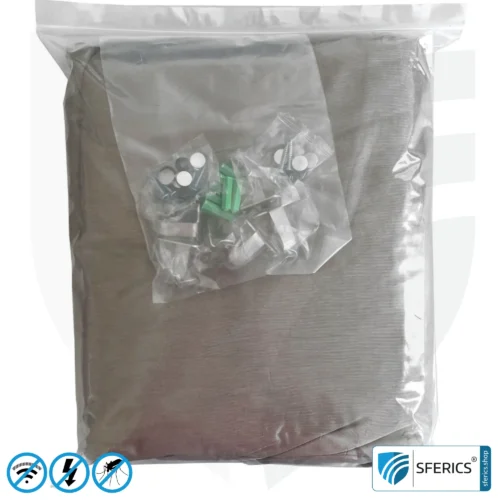 Shielding canopy electrosmog BUDGET | DOUBLE BED resp. GRAND KING SIZE | box shape | shielding RF over 99.99% (44 dB) | groundable | Made in China