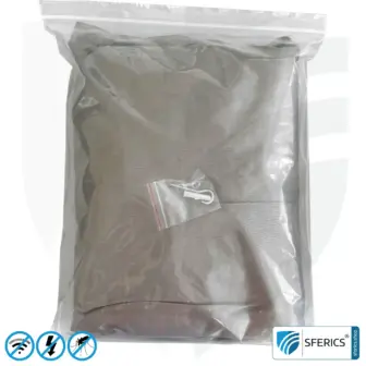 Shielding canopy electrosmog BUDGET | SINGLE BED, pyramid shape | Shielding EMF over 99,99% (44 dB) | Groundable LF | Made in China 8 Shielding canopy electrosmog BUDGET | SINGLE BED | pyramid shape | Shielding RF over 99.99% (44 dB) | groundable | Made in China