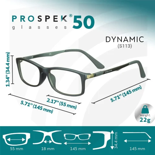 Anti blue light and glare protection computer glasses DYNAMIC by PROSPEK | high-quality glasses for the many hours a day on the PC, smartphone, tablet, TV, LED light, ...
