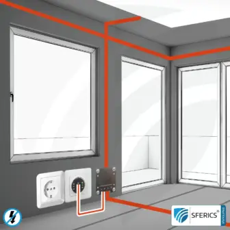 Grounding strap GSX, self-adhesive | grounding of shielding paint, shielding netting, shielding fleece, etc. 21 Grounding of a room. Scheme.