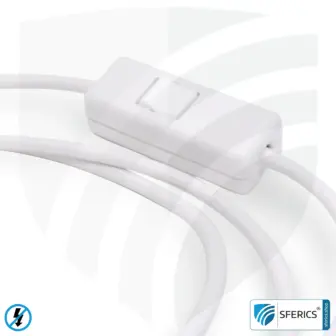 Shielded device connection cable with switch | white | 2 meters length | electrical cable for shielding alternating electric and magnetic fields LF 7 Shielded device connection cable with switch | white | 2 meters length | electrical cable for shielding alternating electric and magnetic fields LF