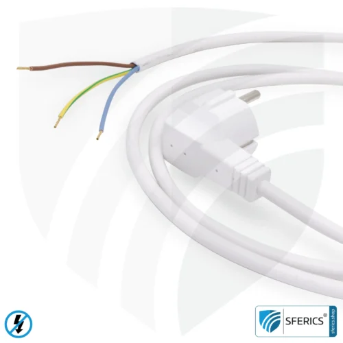Shielded device connection cable with switch | white | 2 meters length | electrical cable for shielding alternating electric and magnetic fields LF 8 Shielded device connection cable with switch | white | 2 meters length | electrical cable for shielding alternating electric and magnetic fields LF