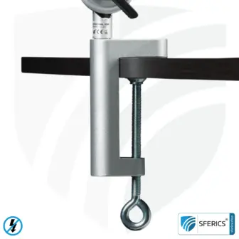 Shielded lamp fixation for desk, work station or workshop | design SILVER 8 Clamping foot for shielded lamp fixation for desk, work station or workshop | design SILVER.