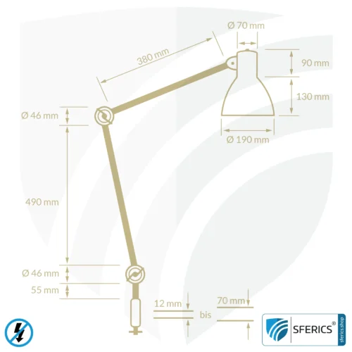 Shielded lamp in the design | desk lamp for the bright workplace or as an ingenious work lamp | E27 socket