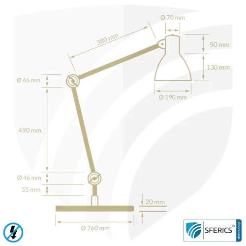 Shielded lamp in the design | desk lamp for the bright workplace or as an ingenious work lamp | E27 socket