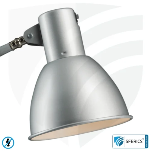 Shielded lamp in the design SILVER | desk lamp for the bright workplace or as an ingenious work lamp | E27 socket