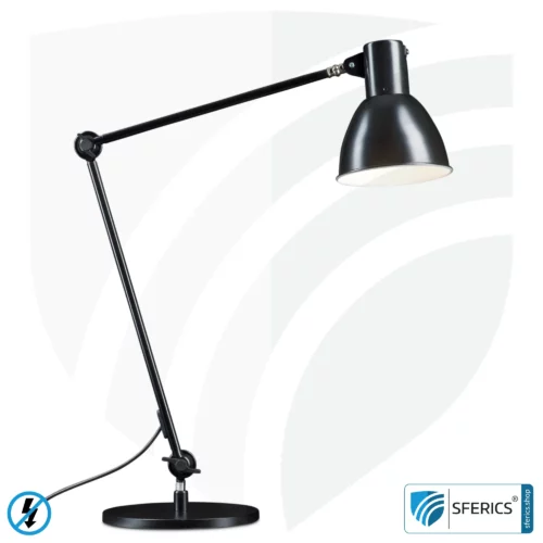 Shielded lamp LONDON in the design BLACK | desk lamp for the bright workplace or as an ingenious work lamp | E27