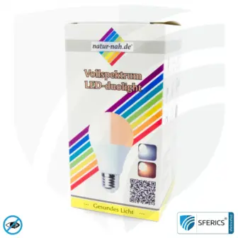 8 watt LED full spectrum DuoLight | 3 light colors with a click: daylight + warm light + neutral light, 700 lumens | CRI 95 | flickerfree | E27 | business quality 16 8 watt LED full spectrum DuoLight | 3 light colors with a click: daylight + warm light + neutral light, 700 lumens | CRI 95 | flickerfree | E27 | business quality