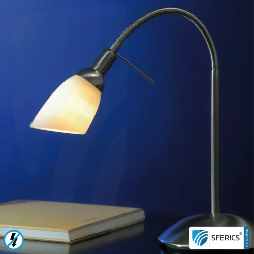 Shielded light shower | table lamp for the desk | reflector glass made from handmade opal glass | E14 socket