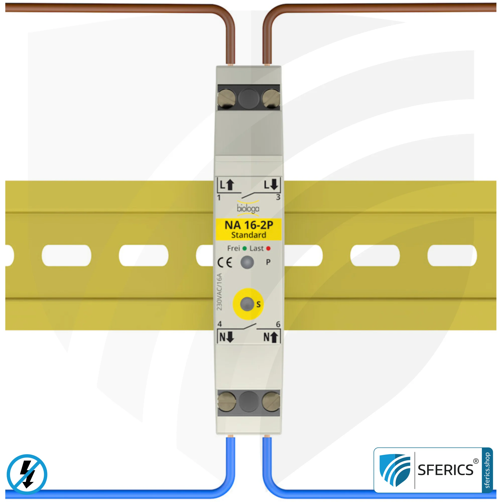 Demand switch NA 16-2P Standard | double-pole disconnection | self-learning | including LED indicator light