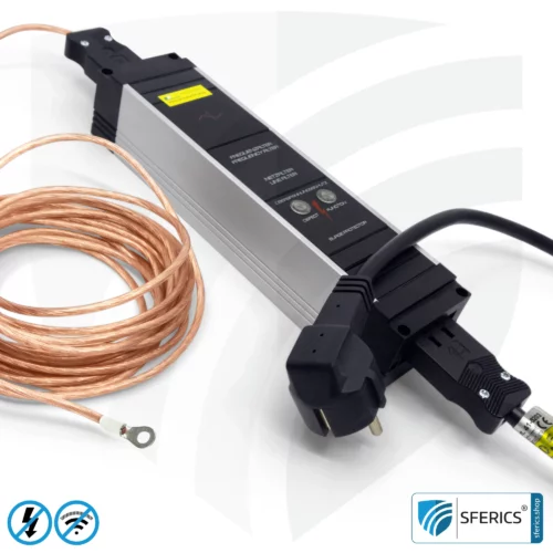 Powerline filter for groundable canopy, tent and sleeping bag | shielding range from 2 to 68 MHz | attenuation of Powerline (PLC / DLAN) frequencies from the grounding cable