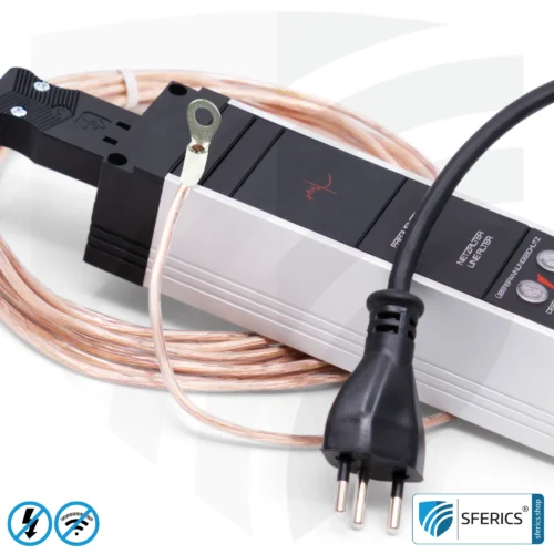 Powerline filter for groundable canopy, tent and sleeping bag | shielding range from 2 to 68 MHz | attenuation of Powerline (PLC / DLAN) frequencies from the grounding cable