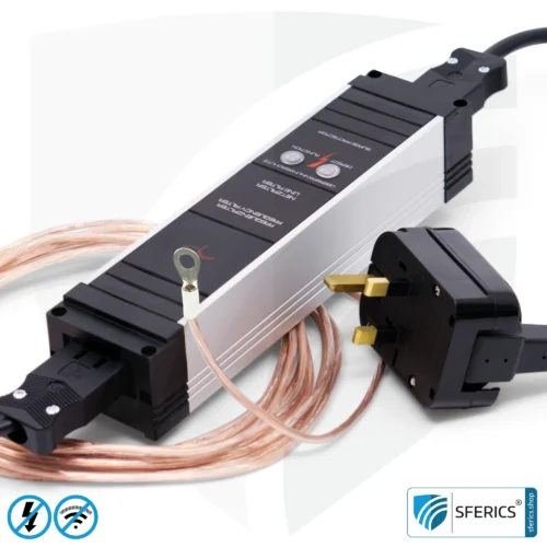 Powerline filter for groundable canopy, tent and sleeping bag | shielding range from 2 to 68 MHz | attenuation of Powerline (PLC / DLAN) frequencies from the grounding cable