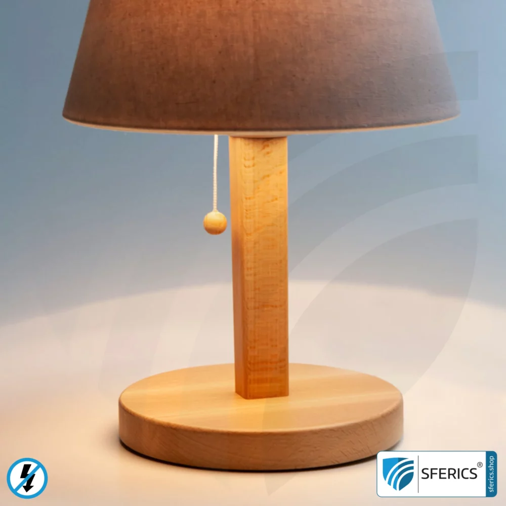 Shielded table lamp made of beech wood | lampshade NATURE | Chintz, a cotton fabric with a linen weave | E27 socket