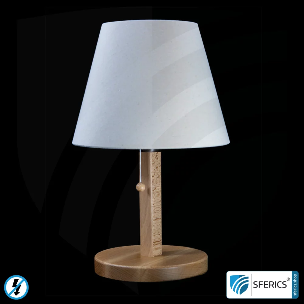 Shielded table lamp made of beech wood | lampshade NATURE | Chintz, a cotton fabric with a linen weave | E27 socket