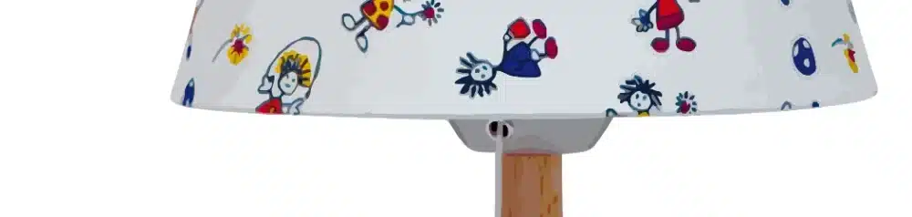 Shielded table lamp made of beech wood | lampshade CHILDREN made of cotton fabric | E27 socket