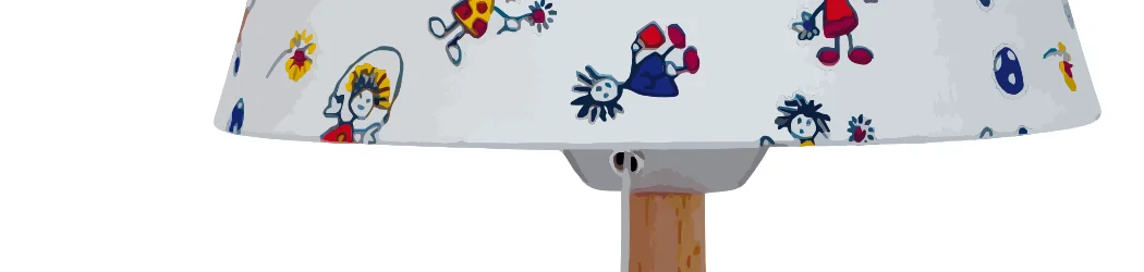Shielded table lamp made of beech wood | lampshade CHILDREN made of cotton fabric | E27 socket