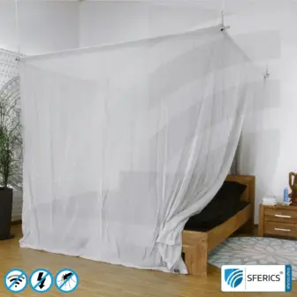 Shielding canopy Electrosmog PRO | DIY for the EMF professional | Shielding EMF up to 99,99% (42 dB at 1 GHz) | Groundable LF 10 Shielding canopy Electrosmog PRO light | double bed | EMF shielding up to 99.99% (42 dB). Groundable. Effective against 5G!