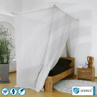 Shielding canopy Electrosmog PRO | DIY for the EMF professional | Shielding EMF up to 99,99% (42 dB at 1 GHz) | Groundable LF 11 Shielding canopy Electrosmog PRO light | single bed | EMF shielding up to 99.99% (42 dB). Groundable. Effective against 5G!