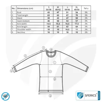 Shielding ANTIWAVE shirt for women | long sleeve | Protection up to 30 dB against HF electrosmog (mobile phone, WIFI, LTE) | Ideal for electrosensitive people 10 Shielding ANTIWAVE shirt for women | long sleeve | Protection up to 30 dB against HF electrosmog (mobile phone, WIFI, LTE) | Ideal for electrosensitive people