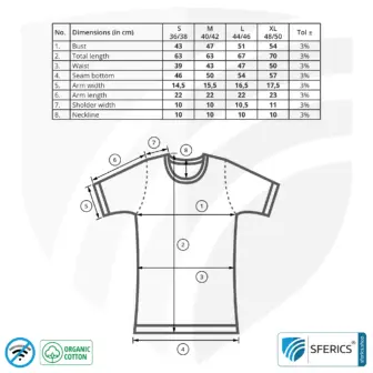 Shielding ANTIWAVE shirt for women | short sleeve | Protection up to 30 dB against HF electrosmog (mobile phone, WIFI, LTE) | Ideal for electrosensitive people 9 Shielding ANTIWAVE shirt for women | 1/4 short sleeve | Protection up to 30 dB against HF electrosmog (mobile phone, WLAN, LTE) | Ideal for electrosensitive people.