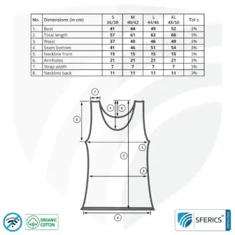 Shielding ANTIWAVE tank-top for women | Protection up to 30 dB against HF electrosmog (mobile phone, WIFI, LTE) | Ideal for electrosensitive people 12 Shielding ANTIWAVE tank-top for women | Protection up to 30 dB against HF electrosmog (mobile phone, WIFI, LTE) | Ideal for electrosensitive people