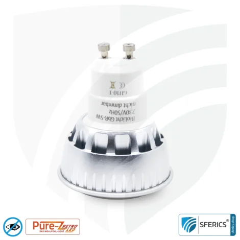 5 watt LED spot Pure-Z-Retro | bright as 40 watts, 380 lumens | CRI over 90 | flicker-free | warm white | GU10