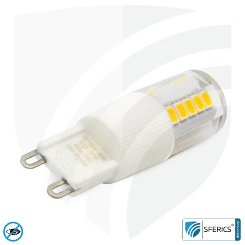 5.5 watt LED G9 | bright as 41 watts, 485 lumens | CRI 95 | flicker-free | warm white | alternative to high-voltage halogen G9