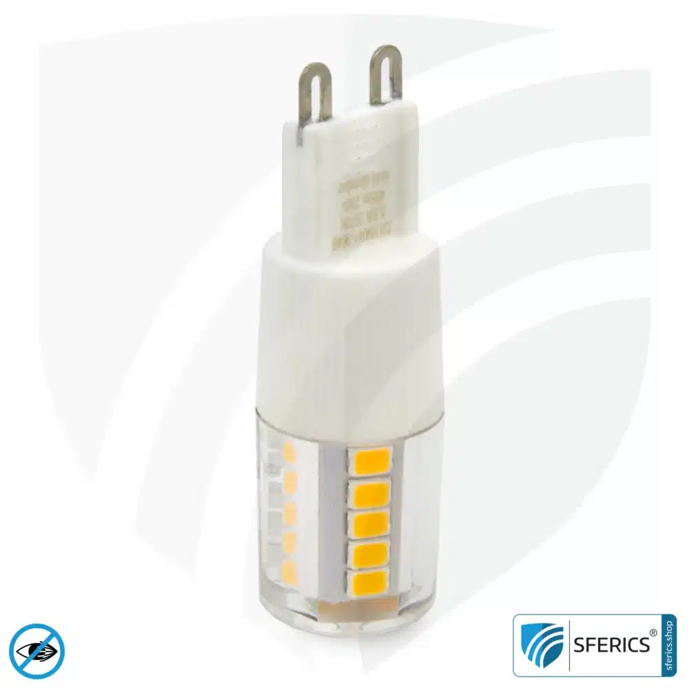 5.5 watt LED G9 | bright as 41 watts, 485 lumens | CRI 95 | flicker-free | warm white | alternative to high-voltage halogen G9