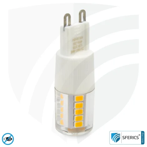 5.5 watt LED G9 | bright as 41 watts, 485 lumens | CRI 95 | flicker-free | warm white | alternative to high-voltage halogen G9