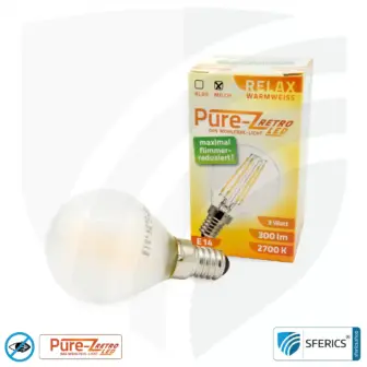 3 watt LED filament Pure-Z Retro | bright as 30 watts, 300 lumens | CRI >90 | flicker-free | warm white | E14 9 3 watt LED filament Pure-Z Retro | bright as 30 watts, 300 lumens | CRI über 90 | flicker-free | warm white | E14