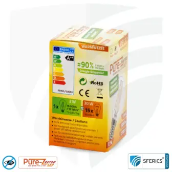 3 watt LED filament Pure-Z Retro | bright as 30 watts, 300 lumens | CRI >90 | flicker-free | warm white | E14 12 3 watt LED filament Pure-Z Retro | bright as 30 watts, 300 lumens | CRI über 90 | flicker-free | warm white | E14