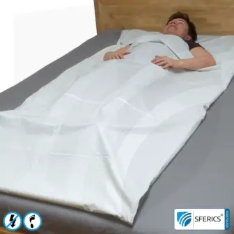 Sleeping cover | 90 x 260 cm | Shielding of low-frequency electrical alternating fields | Enables Earth Connect* | Not suitable for shielding WIFI, LTE, 5G, etc.! 2 Sleeping cover | 90 x 260 cm | Shielding of low-frequency electrical alternating fields | Enables Earth Connect* | Not suitable for shielding WIFI, LTE, 5G, etc.!