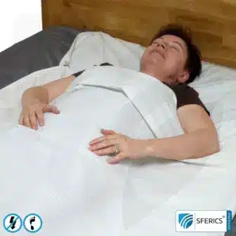 Sleeping cover | 90 x 260 cm | Shielding of low-frequency electrical alternating fields | Enables Earth Connect* | Not suitable for shielding WIFI, LTE, 5G, etc.! 8 Sleeping cover | 90 x 260 cm | Shielding of low-frequency electrical alternating fields | Enables Earth Connect* | Not suitable for shielding WIFI, LTE, 5G, etc.!