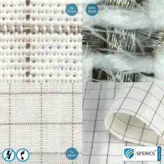 SILVER GRID shielding fabric | Shielding of low-frequency electrical alternating fields LF | Enables Earth Connect* | Not suitable for EMR shielding! 6 SILVER GRID shielding fabric | Shielding of low-frequency electrical alternating fields LF | Enables Earthing* | Not suitable for EMR shielding!