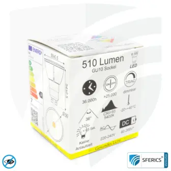 6,5 watt LED spot full spectrum 3step | dimmable with LED dimmer | bright as 35 watts, 510 lumens | CRI over 93 | flicker free | daylight | GU10 | business quality