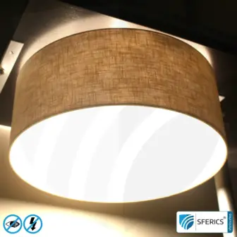 Shielded ceiling lamp PARIS | lampshade made of linen, natural | incl. 6 building biology optimised, flicker-free LED bulbs | G9 socket 9 Shielded ceiling lamp LA-DL47 | lampshade made of linen, natural | incl. 6 building biology optimised, flicker-free LED bulbs | G9 socket
