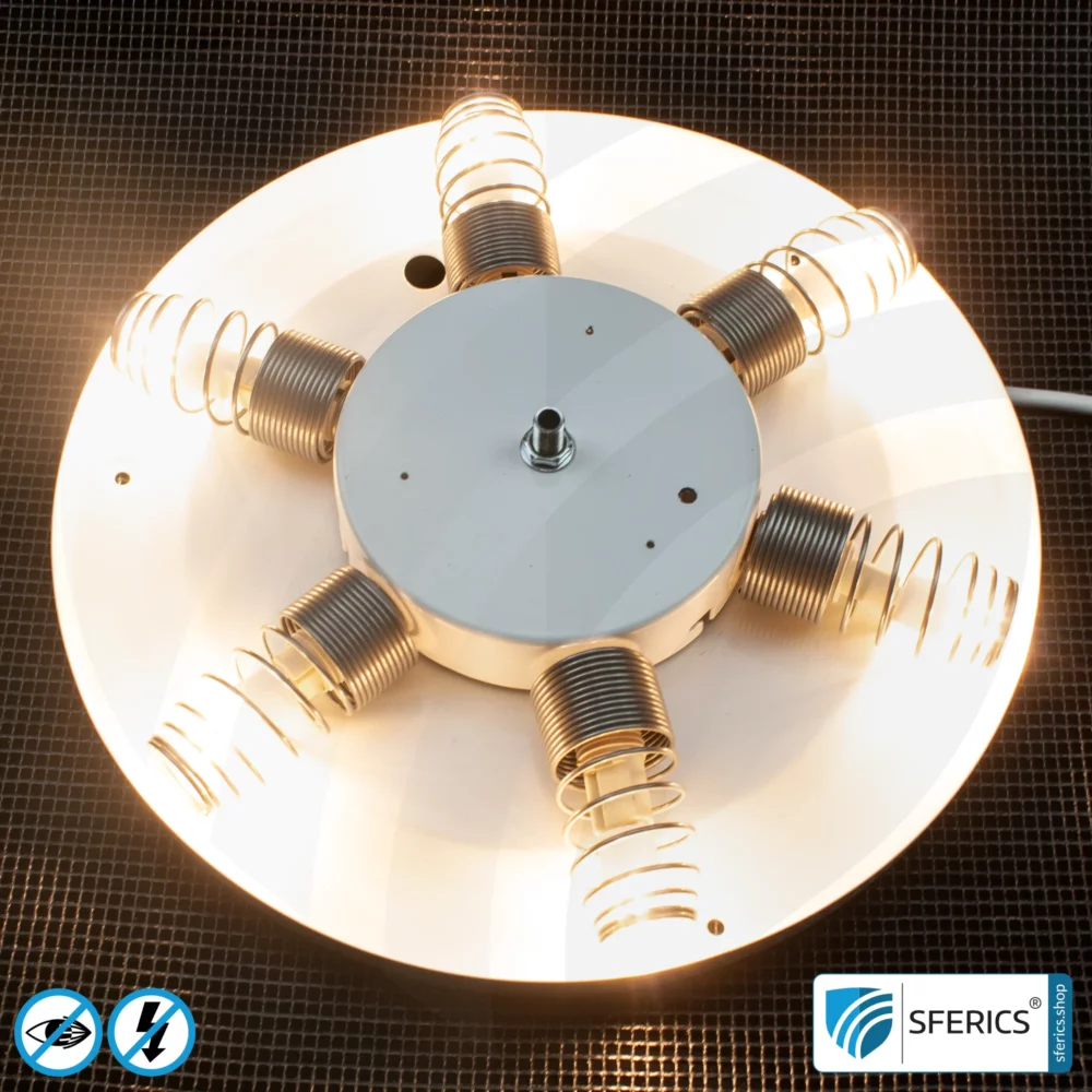 Shielded ceiling lamp LA-DL47 | lampshade made of linen, natural | incl. 6 building biology optimised, flicker-free LED bulbs | G9 socket