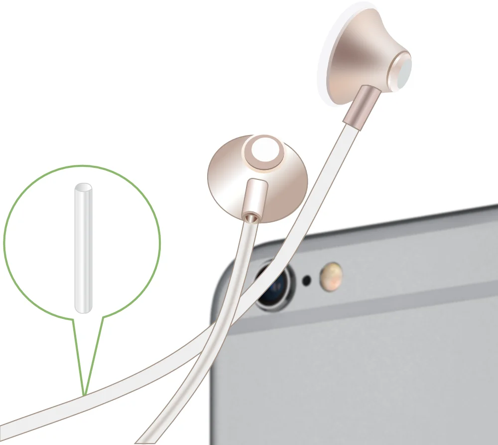 Air Tube Stereo Headset with Microphone | Air Tube MINI | radiation-free technology without electrosmog | white-silver | with jack plug