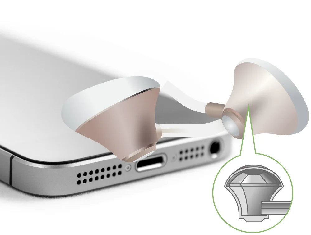 Air Tube Stereo Headset with Microphone | Air Tube MINI | radiation-free technology without electrosmog | white-silver | with jack plug